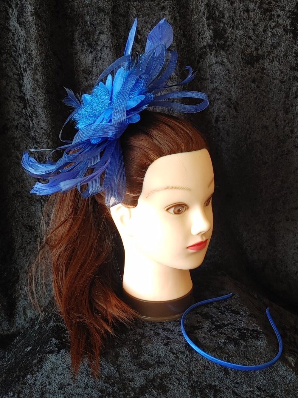 Royal Blue, feather fascinator Hair piece for Derby, Church, Parties (040)